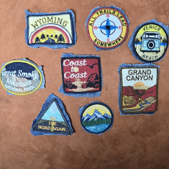 Lot Of Small Fabric Patches (8) Grand Canyon Venice Wyoming Colorado Smokey Mtns - Picture 1 of 5